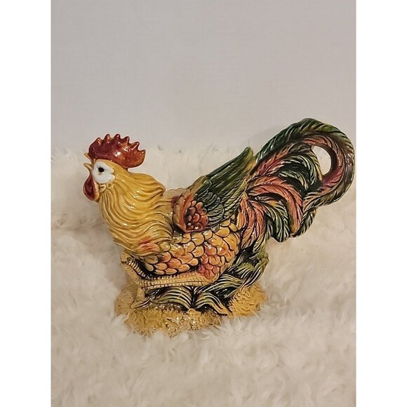 Enesco Ceramic Rooster Beautiful Colors Set Of 2 - Picture 4 of 10
